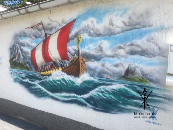 Wandbild Wikingerschiff